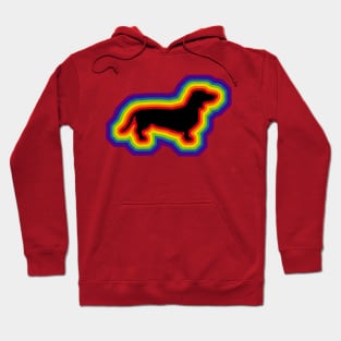 LGBTQ+ rainbow dachshund dog silhouette Hoodie